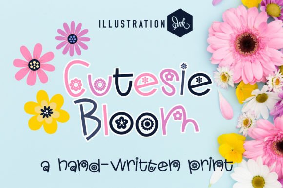 Cutesie Bloom: A Whimsical Hand-Written Sans Serif Font